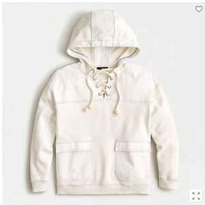 J. Crew Lace-up hoodie in original cotton Terry Sz S Cream